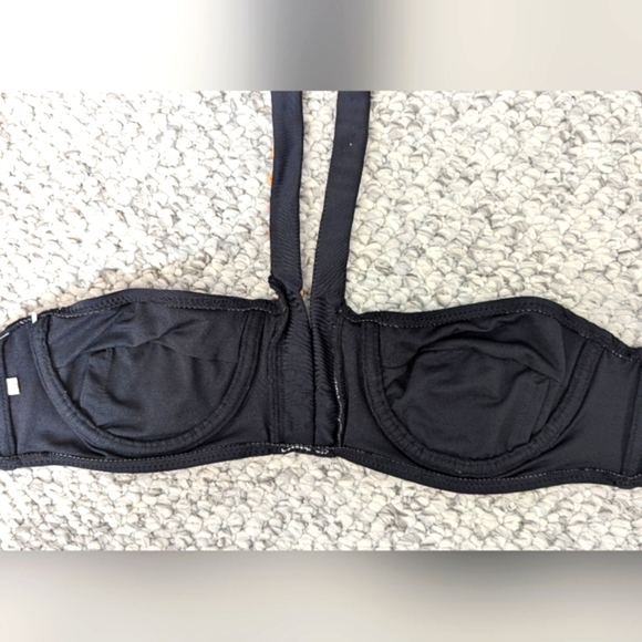 NWT Womens (Size Medium) Black Tube Top Bikini With Shell Buttons & Gold Accents - Picture 7 of 16